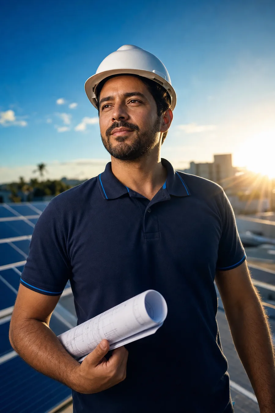 Engenheiro da Gtec's em obra de energia solar